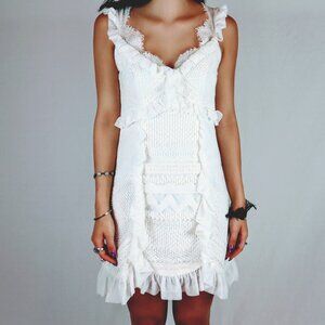 Three Floor White Crochet Lace Dress $540
